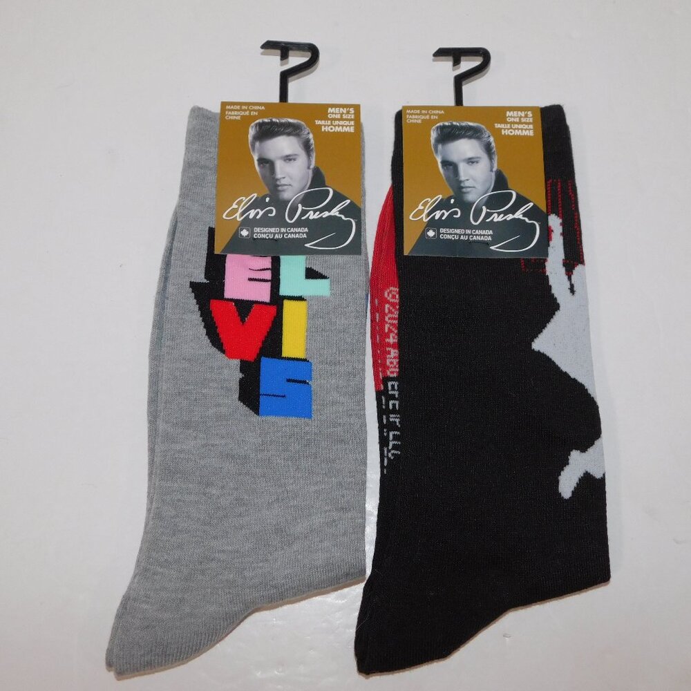 2 Different pairs of ELVIS Crew Socks Mens Size 7- 12 NEW